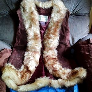 100% Brown Leather vest size 12
